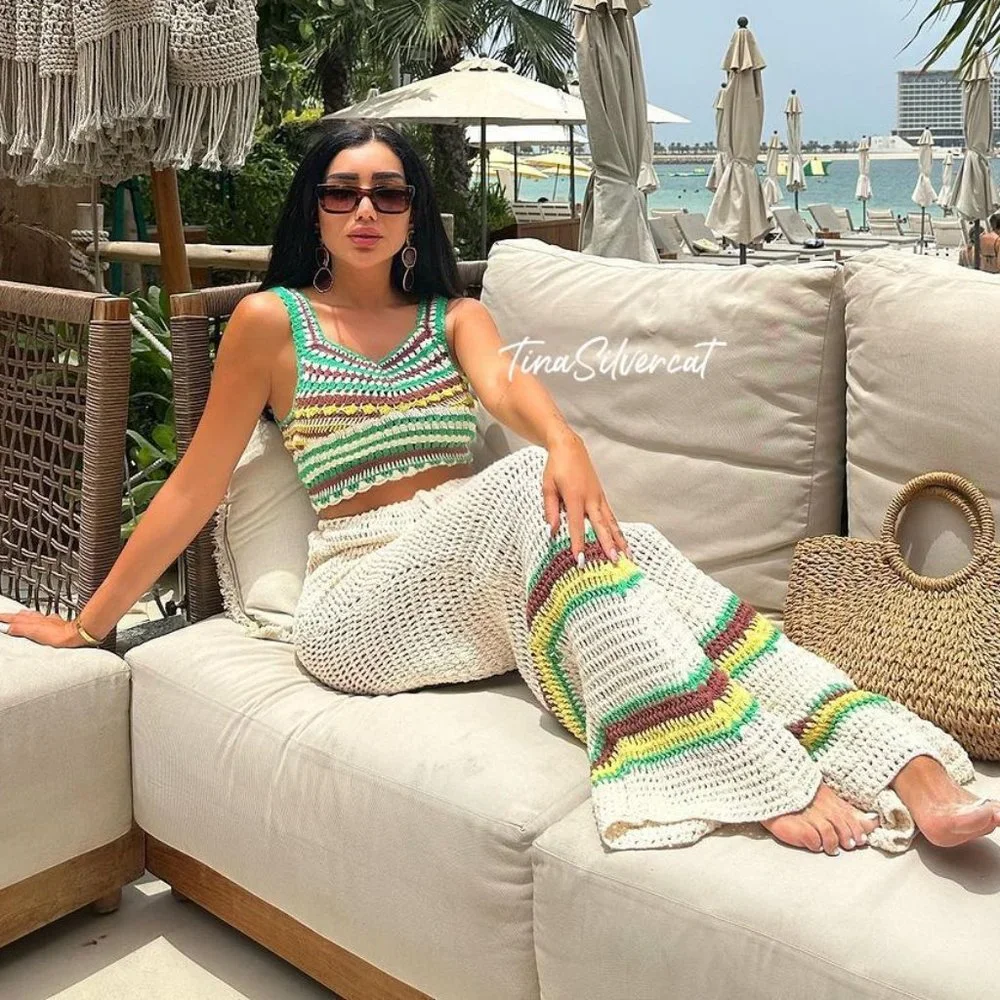 BLOGGER'S FAVE! Zara 2 Piece Co-Ord Crochet Pants And Crochet Top Set NWT